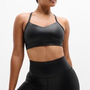 Athleta Black Matte Foil Sports Bra